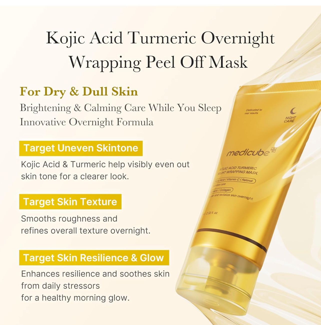 medicube Kojic Acid Turmeric Overnight Wrapping Peel Off Mask -