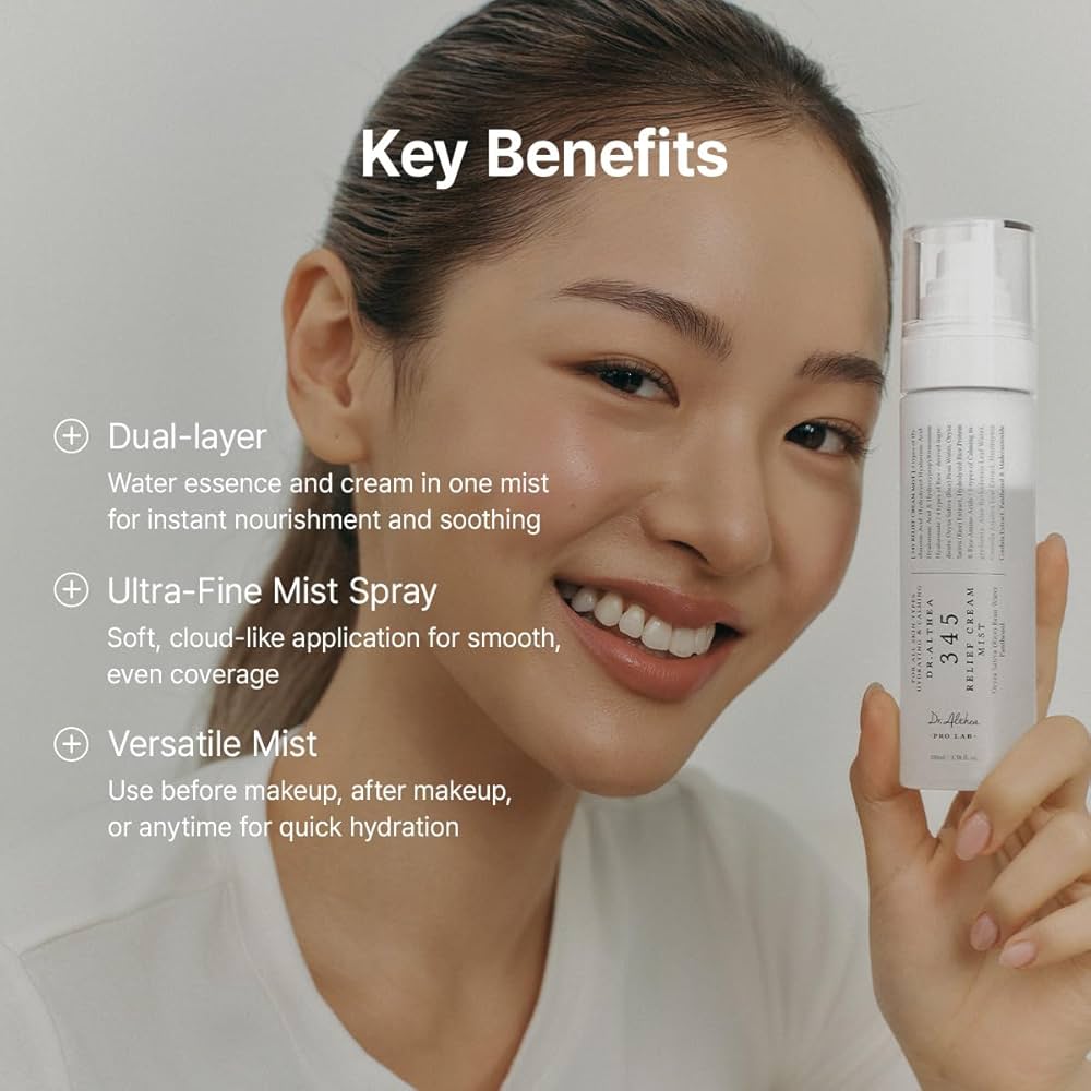 DR. ALTHEA 345 Relief Cream Mist: Hydrating Facial Mist with Rice Extract Soothing Care for Sensitive Skin, Vegan Korean
