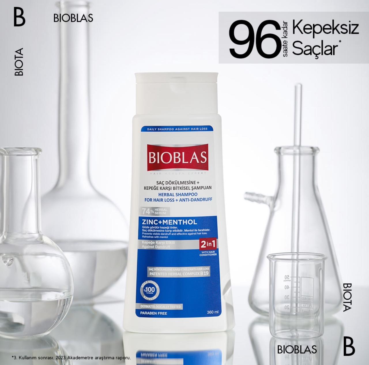Bioblas Herbal Shampoo For Hair Loss & Anti-Dandruff Zinc + Methanol 360ml