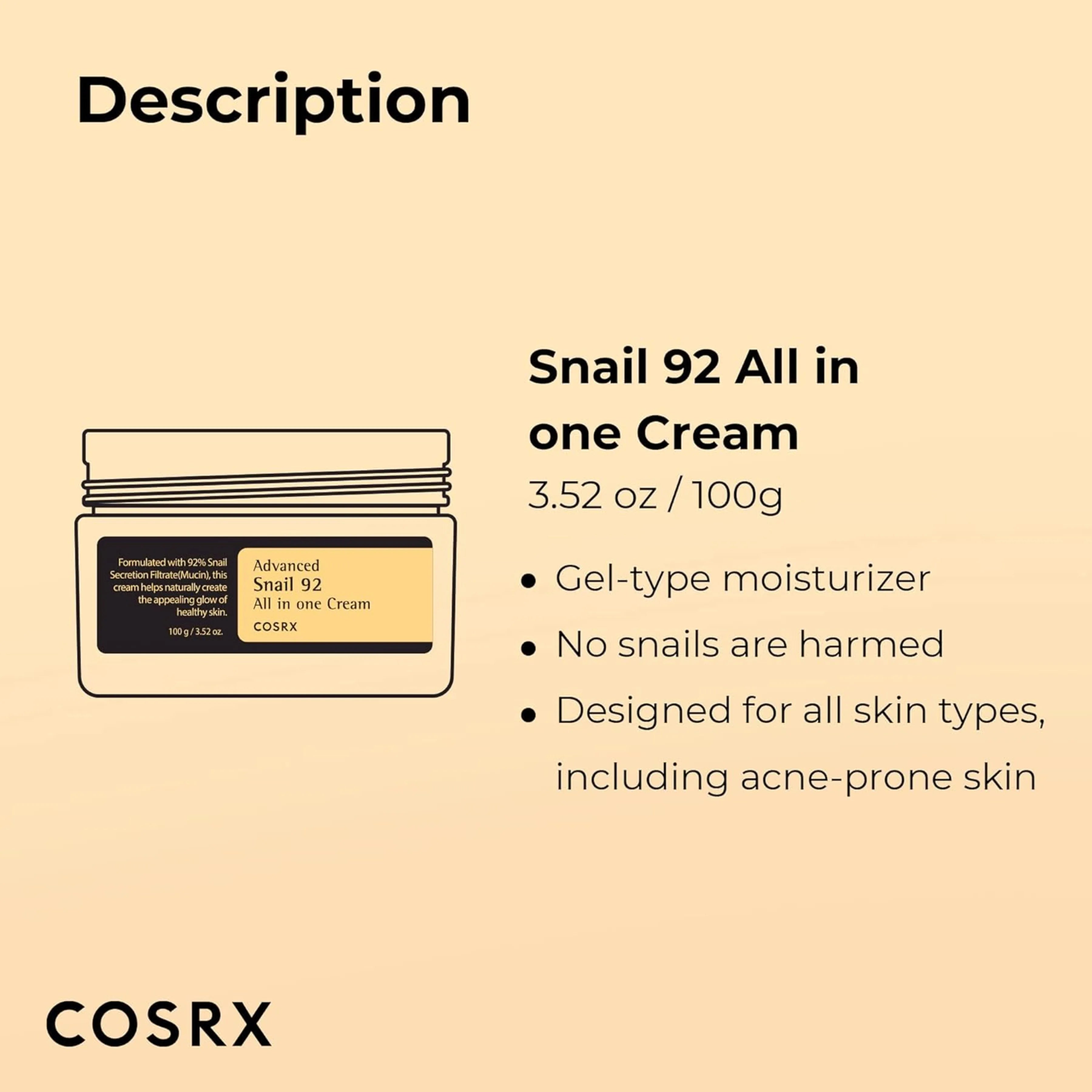 The advance Snail 92 all in one cream 100 ml COSRX.