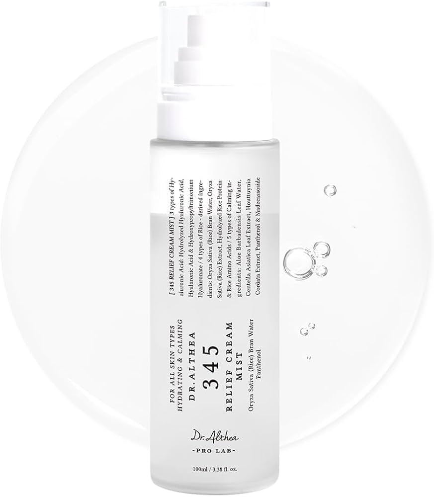 DR. ALTHEA 345 Relief Cream Mist: Hydrating Facial Mist with Rice Extract Soothing Care for Sensitive Skin, Vegan Korean